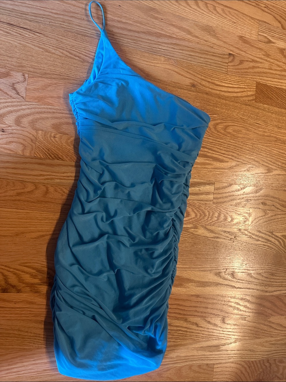 Princess Polly Teal One-Shoulder Ruched Dress